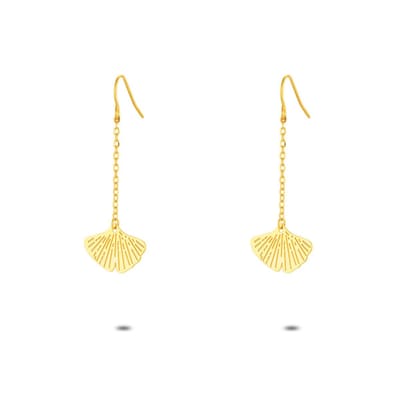 Twice As Nice Oorbellen in goudkleurig edelstaal, gingko blad