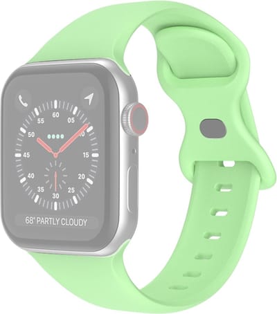 Siliconen bandje - geschikt voor Apple Watch 1/2/3/4/5/6/7/8/9/10/11/ SE (1,2,3) met maat 38 mm / 40 mm / 41 mm en 42 mm (Watch 10/11) - maat S/M - pistache