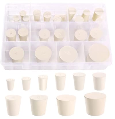 25 Stuks Massief Rubberen Stoppersset - Conische Rubberen Stops voor Laboratorium en Ballonflessen