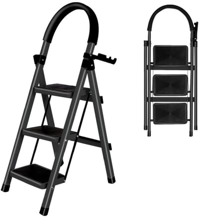 Dailygoods 3/4/5 trapladder, draagbare opvouwbare lichtgewicht stevige stalen ladder met antislipvoeten, opstapje voor d