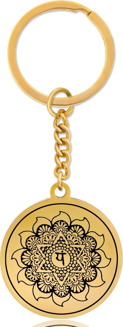 Hartchakra (Anahata) Sleutelhanger – Spiritueel Cadeau van Roestvrij Staal – Goudkleurig – Pax Amare