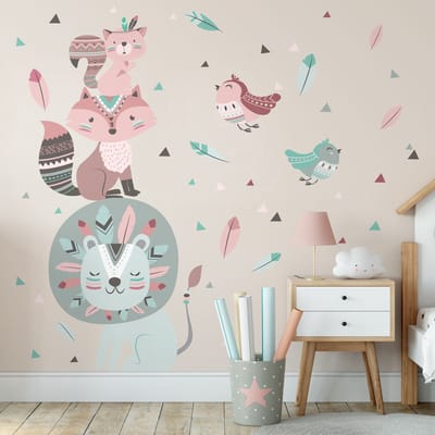 Muurstickers - Leeuw, stamhoofd - Zelfklevende stickers - 80x60cm