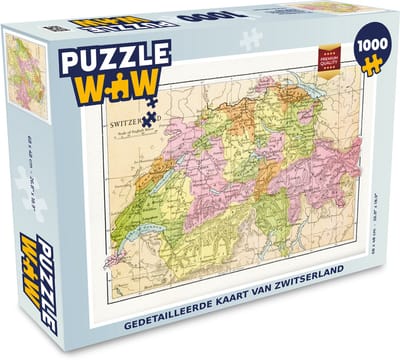 Puzzel Gedetailleerde kaart van Zwitserland - Legpuzzel - Puzzel 1000 stukjes volwassenen