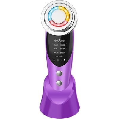 M8807 Zeven Modus Introducer Exporteur EMS Schoonheidsinstrument Gezichts massage Huishoudelijke Verwarming Kleurlicht Verjonging Chinese version paars