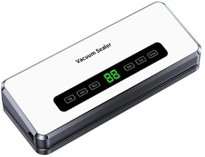 KZQ Vacumeermachine 6 in 1 met Ingebouwde Snijder en UV Sterilisatie Geschikt voor Nat en Droog Voedsel Aanraakbediening Inclusief 20-delige vacuümzakken