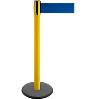 Afzetpaal met trekband GLA 29, geel, trekband blauw