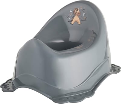 Antislip Potje voor Toilettraining - Eenvoudig en Veilig voor Kinderen vanaf 18 Maanden - Staalgrijs Paardenmotief