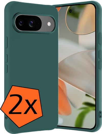 Hoes - 2 Stuks - Geschikt voor Google Pixel 10 - Sterk & Shockproof - Case Siliconen - Back Cover - Telefoon Hoes - Donkergroen