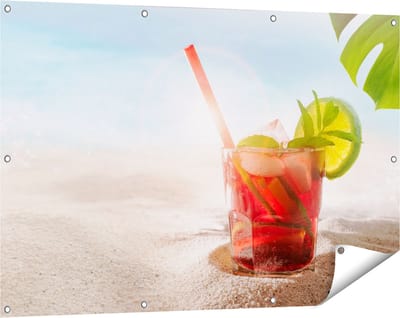 Gards Tuinposter Cocktail Mix Drankje op het Strand - 120x80 cm - Tuindoek - Tuindecoratie - Wanddecoratie buiten - Tuinschilderij