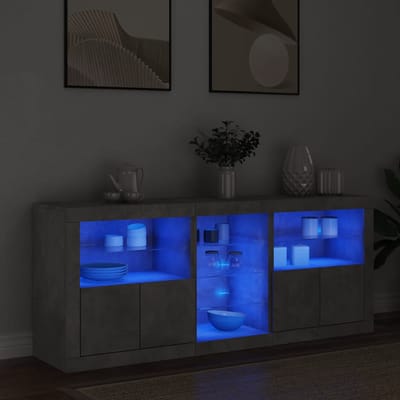 vidaXL - Dressoir - met - LED-verlichting - 162x37x67 - cm - betongrijs
