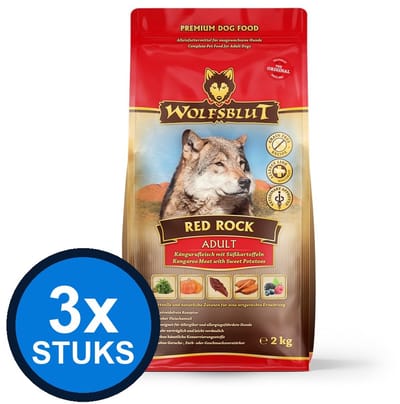 3x Wolfsblut - Adult Red Rock - Hondenvoer Droogvoer - 2 kg