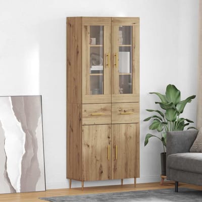 vidaXL - Highboard - 2 - st - Artisan - Eiken - 69,5 - x - 34 - x - 180 - cm - Bewerkt - hout