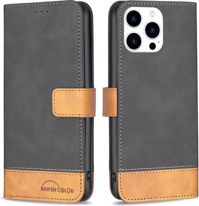 BINFEN Hoesje - Geschikt voor iPhone 14 Pro Hoesje - BINFEN Color Book Case - Zwart