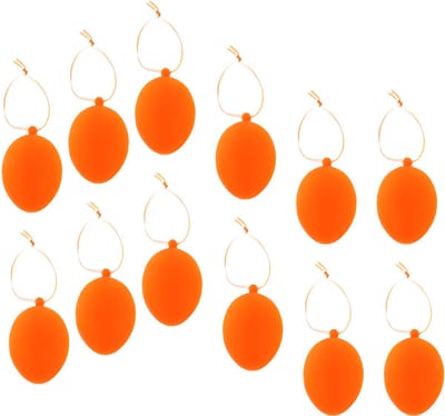 Cepewa Paaseieren hangdecoraties - oranje - set van 12x stuks - 4 x 6 cm - kunststof - Pasen versiering