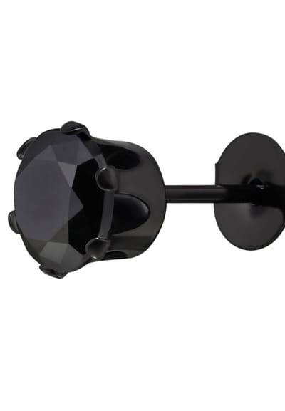 MAXTE Chirurgisch Stalen Oorknopjes 6 mm met Witte Zirkonia – Zwarte Hypoallergene Oorstekers voor Dames & Heren