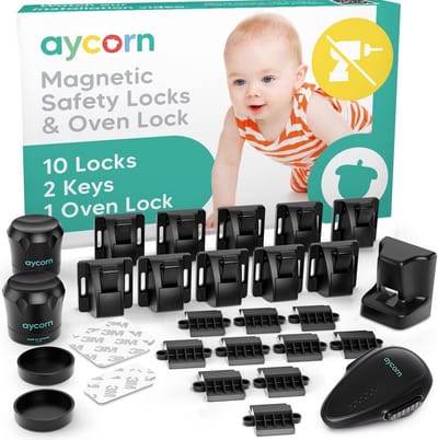 Magnetische Kinderslot Set - 10 Kastsloten + Ovenbeveiliging - Zwart