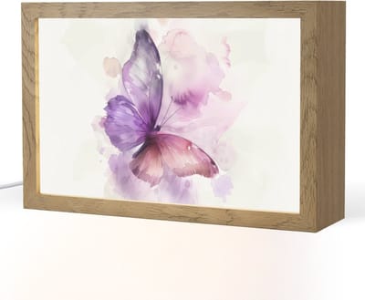 Nachtlampje 30x20 cm - Kinder lampje - Vlinder - Paars - Pastel kleuren - Tafellamp kinderkamer - Slaapkamer lamp - Bedlamp kinderen - Kinderlampje stopcontact - Wandlamp babykamer - Nachtlampjes