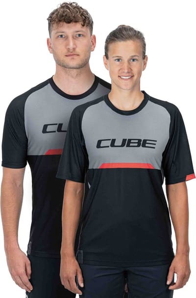 CUBE Fietsshirt EDGE ROUND NECK JERSEY S/S BLACK/GREY L