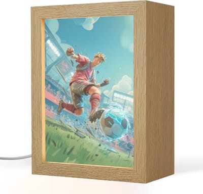 Nachtlampje 15x20 cm - Kinder lampje - Stadion - Voetbal - Jongen - Rood - Tafellamp kinderkamer - Slaapkamer lamp - Bedlamp kinderen - Kinderlampje stopcontact - Wandlamp babykamer - Nachtlampjes