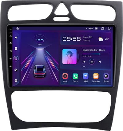 Navigatiesysteem auto met scherm - autoradio geschikt voor CarPlay en Android auto - bluetooth radio - geschikt voor Mercedes Benz C klasse W209 2000-2003