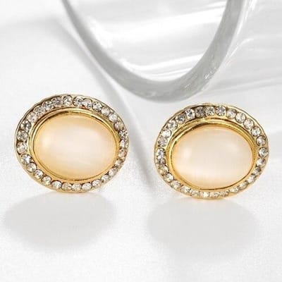 Bijoux de Mariage Boucles d'Oreilles Puces Strass Pour Femmes Bohème Féminin Couleur Or Boucles d'Oreilles Cristal Accessoires Haute Qualité beige