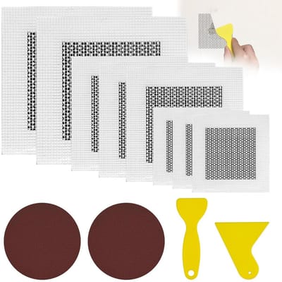 Set van 12 Zelfklevende Aluminium Wandreparatie Patches voor Droogwand met Schuurpapier en Spatel - 10x10cm, 10x15cm, 20x20cm