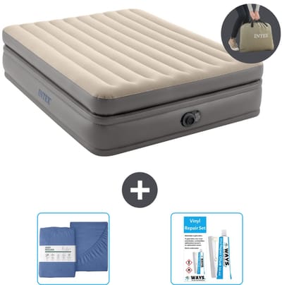 Intex Luchtbed - 2-Persoons - 152 x 203 x 51 cm - Grijs - Inclusief pomp - Hoeslaken en Reparatieset