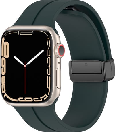 Siliconen bandje - geschikt voor Apple Watch 1/2/3/4/5/6/7/8/9/10/11/ SE (1,2,3) met maat 38 mm / 40 mm / 41 mm en 42 mm (Watch 10/11) - donkergroen