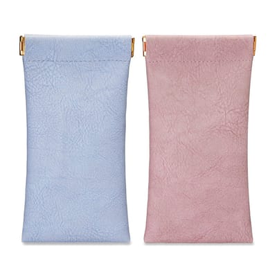 Dailygoods - 2-delige lederen zonnebrilzak, zachte brillenkoker voor leesbril en kleine zonnebril