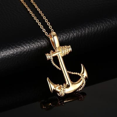 Hip Hop Strass Belegd Bling Iced Out Goudkleurig Roestvrij Staal Anker Roer Hangers Ketting Voor Mannen Sieraden Cadeau black