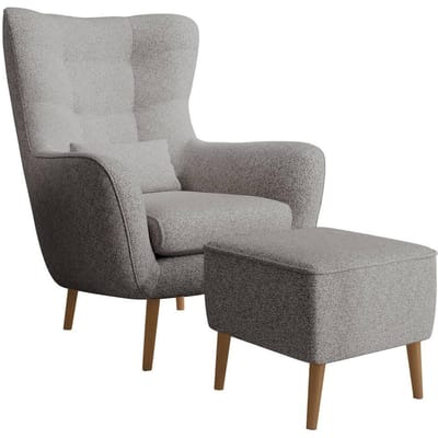 Fauteuil met hocker Verdiro bouclé | NADUVI Collection
