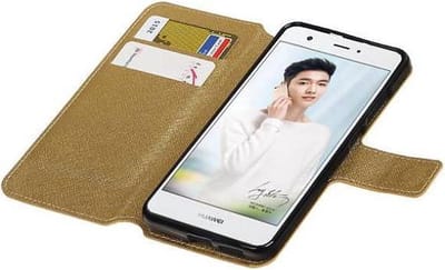 Cross Pattern TPU Bookstyle Wallet Case Hoesjes Geschikt voor Huawei Nova Goud