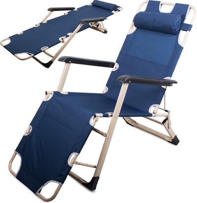 Verk Group - Tuinstoel - Opvouwbaar Ligbed - Ligstoel - Relaxstoel - Weersbestendig - Camping - Tuin - Zwembad - Balkon - Terras - Strand | Incl. Hoofdkussen - Verstelbaar - Luxe