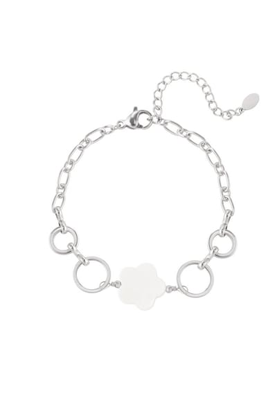 Armband bloem en ringen - zilverkleur - Stainless Steel - Schelp Bloem