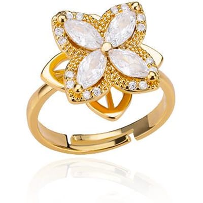 Zirkonia Draaibare Klavertje Vier Angst Ringen Voor Vrouwen Roestvrij Staal Anti-Stress Fidget Spinner Ring Esthetische Sieraden Cadeau beige