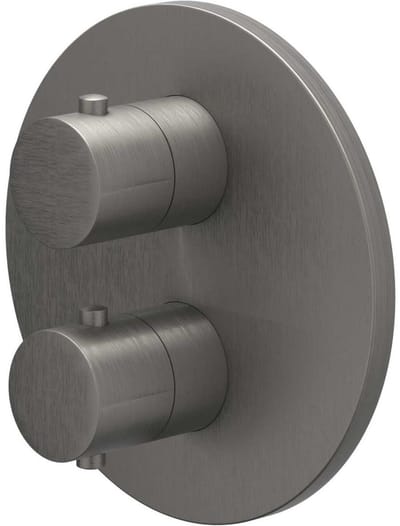 IVY Bond Afbouwdeel Inbouwthermostaat met 2-Weg Stop-Omstel met Rond Rozet - Geborsteld Metal Black PVD