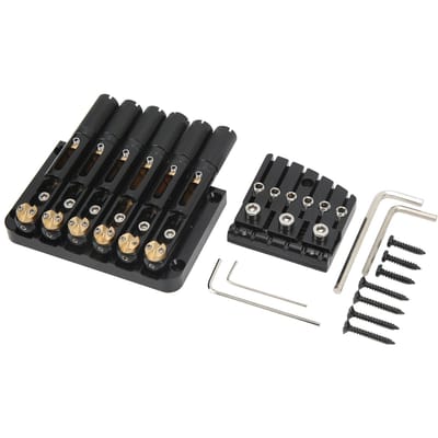 Chevalet de Guitare 6 Cordes Sans Tête Style Rétro Métal Haute Dureté Chevalet de Remplacement pour Guitare Sans Tête black