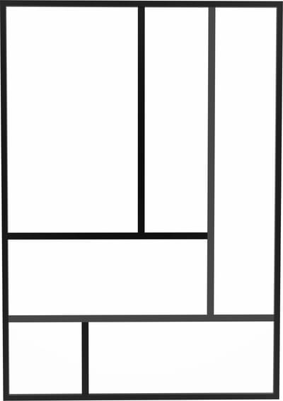 Vente-unique Glazen designbinnenraam van gepoederlakt aluminium 150 x 105 cm - Zwart - ARTENA