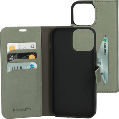 Mobiparts hoesje geschikt voor Apple iPhone 13 Pro Max - Wallet/Boekhoesje - Eco Leer - Magneet Sluiting - Opberg vakken - Groen