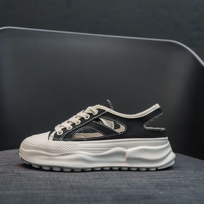 Sandales à bout fermé pour femmes Été Été Polyvalentes Chaussures à plateforme en maille Denim Creux Respirantes Sandales de sport 39 noir