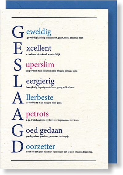 MGPcards - 6 Wenskaarten met gekleurde envelop - Geslaagd - Geweldig - 11,5 x 17 cm