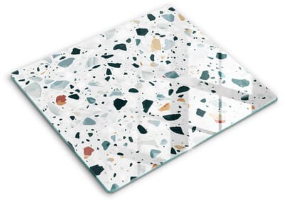 Wallfluent Spatscherm Keuken - Wit Spatbescherming Kookplaat - 60x52 cm - Heldere Steen Keuken Achterwand Bescherming - Abstractie Rechthoekig Spatscherm Keuken