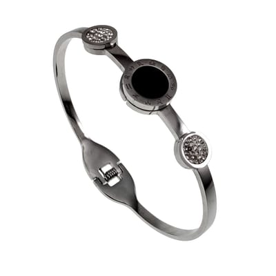 Stijlvolle Bangle Armband met Sterrenbeelden en Zirkonia, Stijve Dames Armband RVS Gepolijst