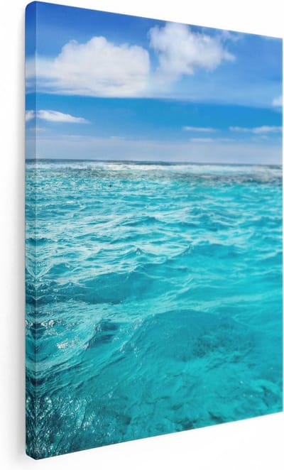 Artaza Canvas Schilderij Strand En Zee - 30x40 cm - Klein - Wanddecoratie Woonkamer - Muurdecoratie Kust - Kamer Accessoires