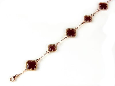 model 5 fiori armband in zilver roze verguld wijnrood