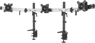SVN® Monitorarm 3 schermen - Muurbeugel - Klemdoorvoertule - Zwart - 144cm x 15cm x 53cm