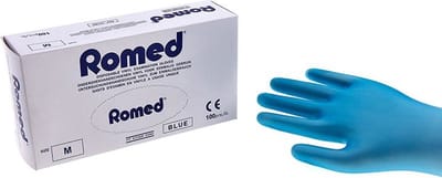 Romed vinyl handschoenen gepoederd blauw 100 stuks S Romed - Blauw - Vinyl - Gepoederd / niet steriel