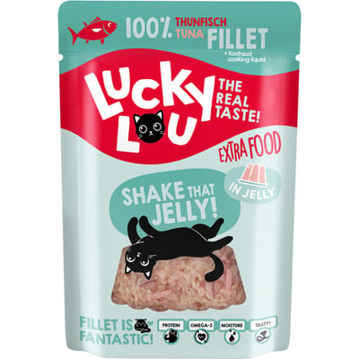 12x70g Lucky Lou Extra Food Tonijnfilet in Gelei nat kattenvoer