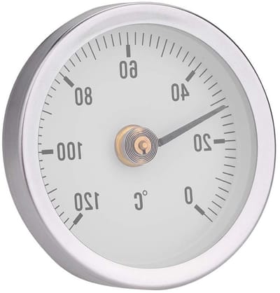 Stofdichte 63 mm veerthermometer IP55 voor warmwaterleidingen, 0-120° bimetaal met clip-on riem voor temperatuurmonitoring