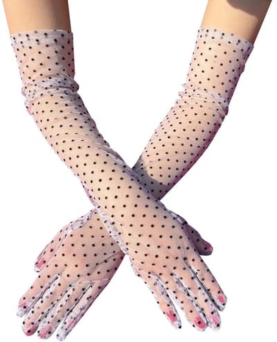 Dailygoods- Handschoenen Dames - Elegante Tule - Zomerhandschoenen - Zonnebescherming - Opera/Kostuum - Eén Maat - Anti-UV